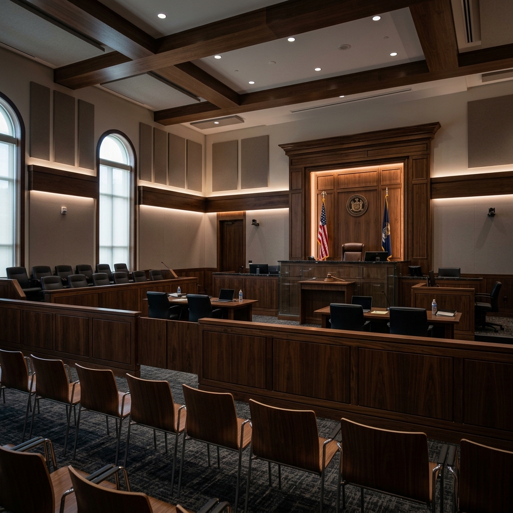 Courtroom interior representing the impact of new corporate tax legislation